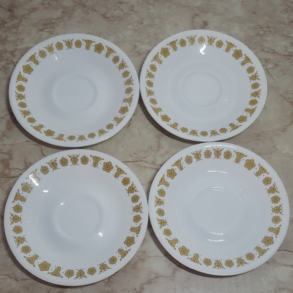 Corelle Other - Corelle Vintage White and Gold Floral Dessert Plates Bundle Of 4